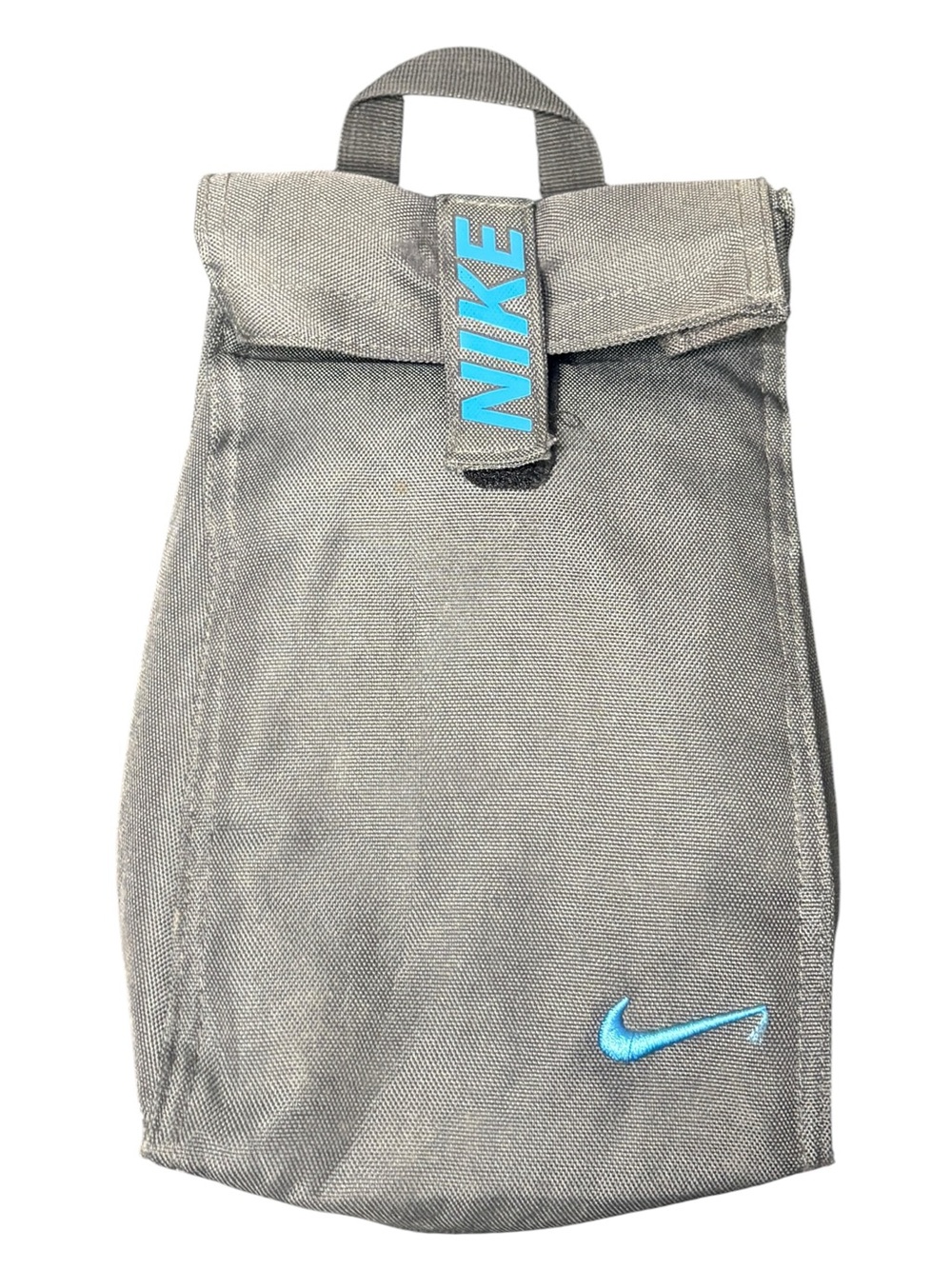 Nike Gray Insulated Lunch Bag Cooler Tote Blue Logo